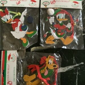 New set of 3 Disney Donald daisy Pluto wooden Christmas tree ornaments